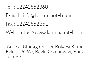 Karinna Hotel Uluda iletiim bilgileri